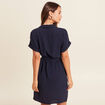 Robe fluide manches courtes bleu marine femme