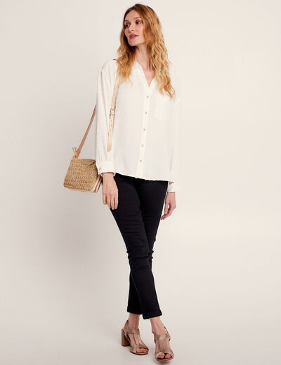 Jean ajusté taille standard 7/8ème noir femme