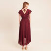 Robe longue &eacute;vas&eacute;e &agrave; volants prune femme