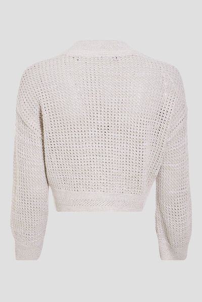 Gilet boléro manches 3/4 ecru femme