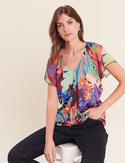 T-shirt manches courtes multicolore femme