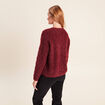 Pull ajour&eacute; col rond bordeaux femme