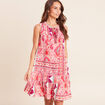 Robe courte &eacute;vas&eacute;e col tunisien rose femme