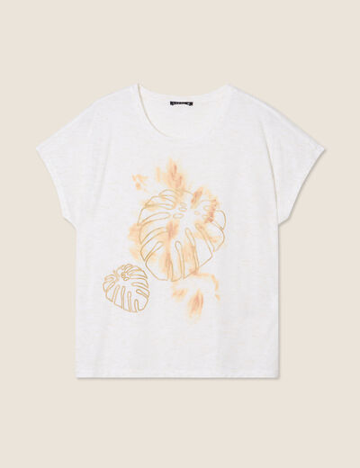 T-shirt manches courtes ecru femme