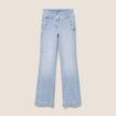 Jean coupe bootcut taille haute denim bleach femme