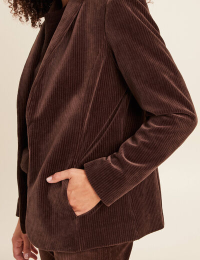 Veste tailleur velours marron femme