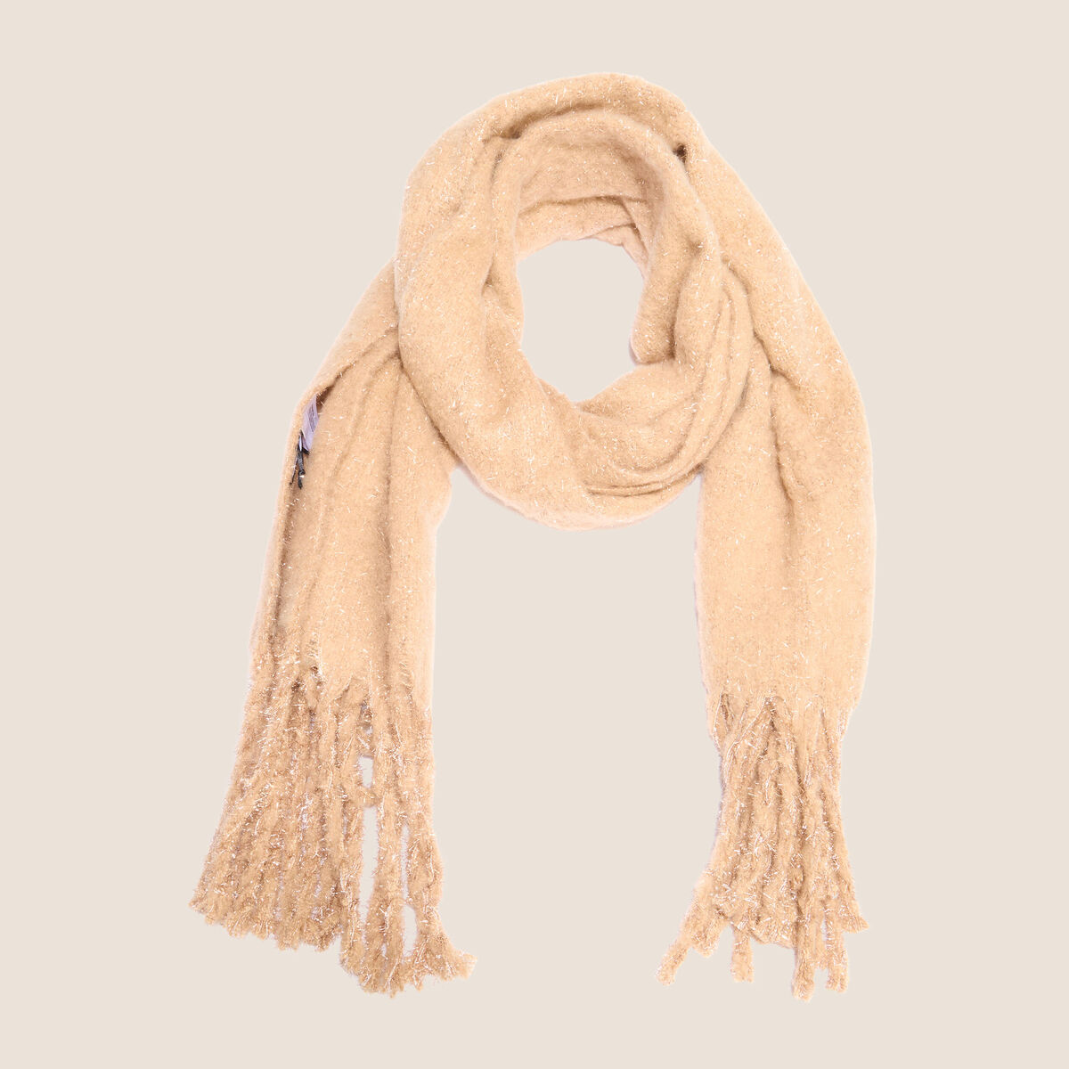 Echarpe plaid en tissu fluide couleur or femme