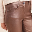 Pantalon enduit coupe large marron fonc&eacute; femme