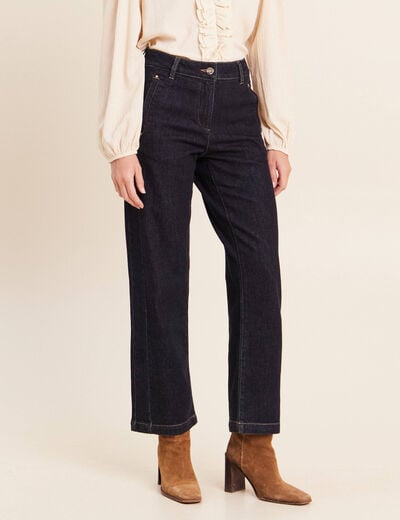 Jean droit taille haute 7/8&egrave;me denim brut femme
