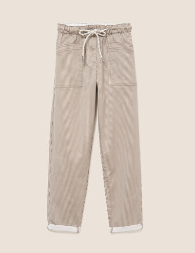 Pantalon coupe mom 7/8&egrave;me marron femme