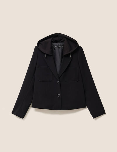 veste cintrée doublée avec capuche noir femme