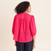 Blouse ample col tunisien manches 3/4 rose fushia femme