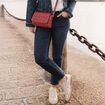 Jean ajusté à strass denim brut femme