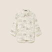 Chemise broderie col chemise manches 3/4 vert femme