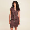 Robe droite zippée marron femme
