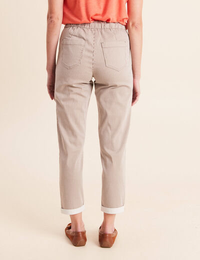 Pantalon coupe mom 7/8&egrave;me marron femme