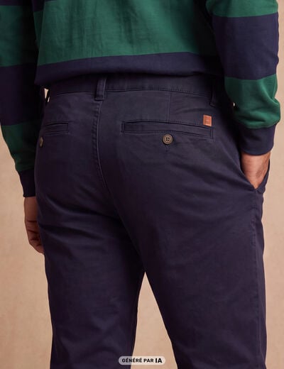 Pantalon Magique Monsieur le Leger chino bleu fonc&eacute; femme