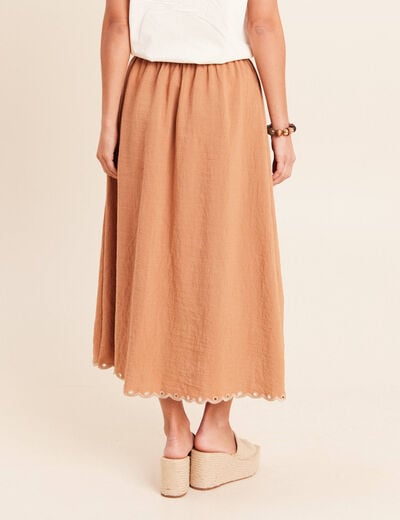 Jupe longue &eacute;vas&eacute;e beige femme