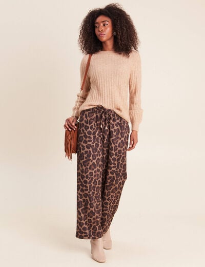 Pull col rond sable femme