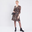Robe évasée avec plis vert foncé femme