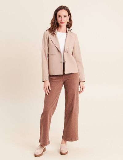 veste cintr&eacute;e doubl&eacute;e avec capuche beige femme