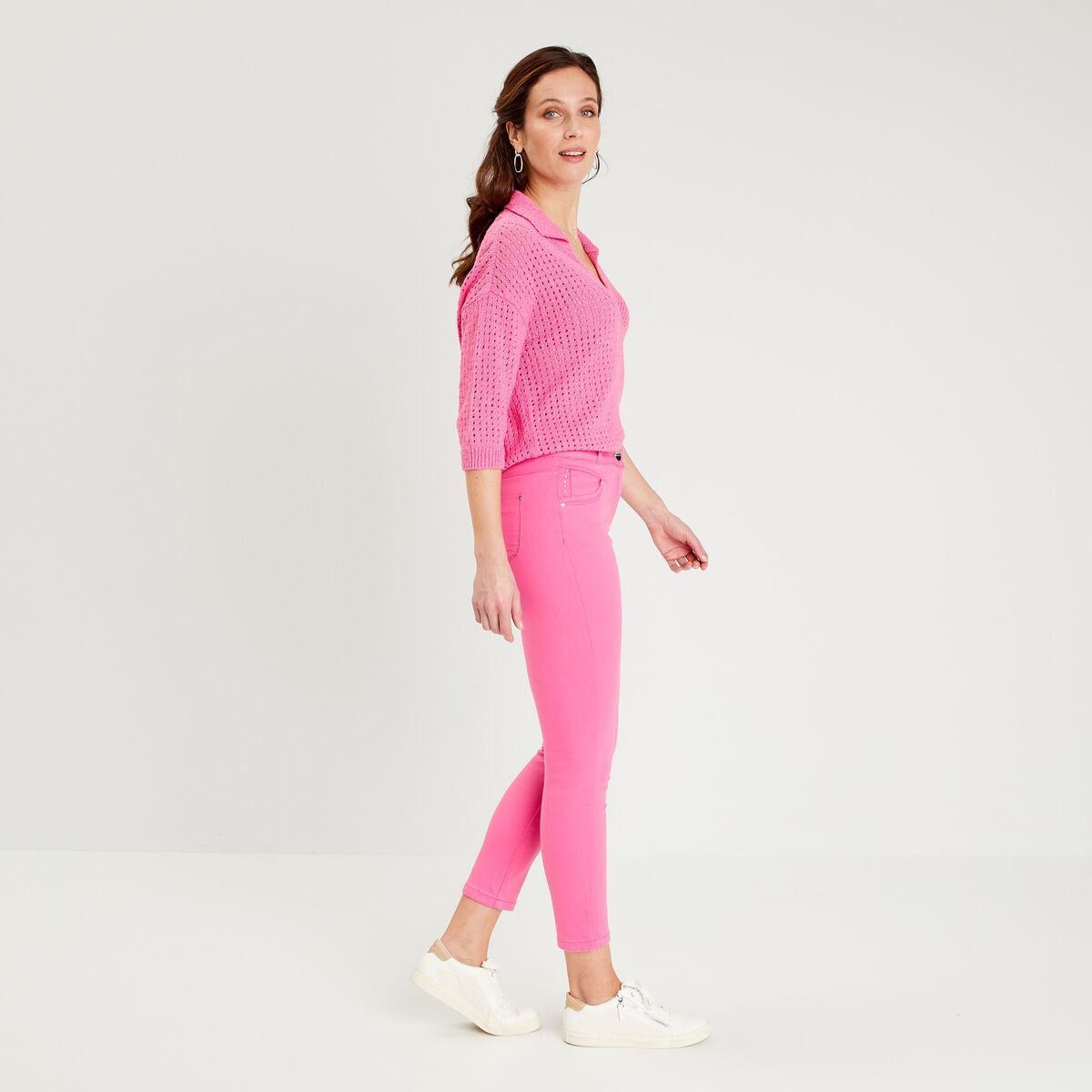 Pantalon ajusté rose fushia femme