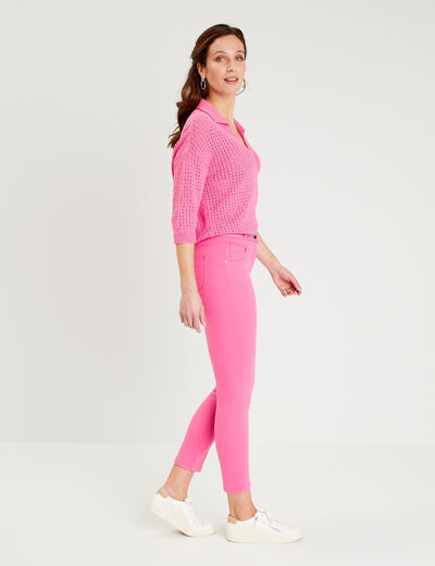 Pantalon ajusté rose fushia femme