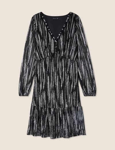 Robe argentée à sequins évasée noir femme