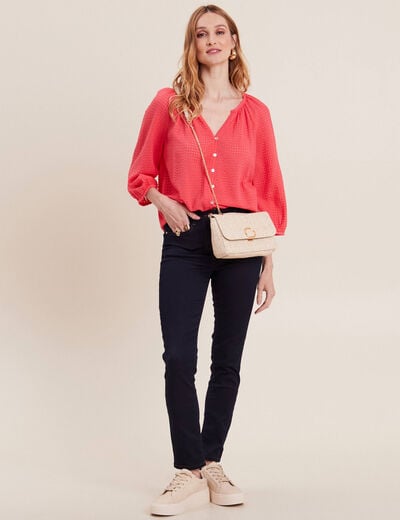 Blouse manches 3/4 rose cerise femme