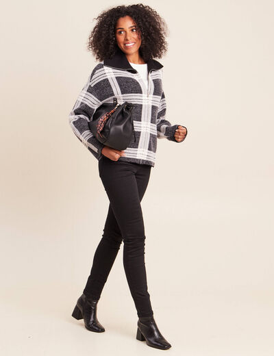 Gilet col camionneur gris anthracite femme