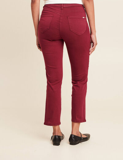 Pantalon droit taille haute 7/8ème bordeaux femme