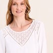 Blouse droite manches longues dentelle ecru femme