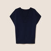 Pull col v bleu marine femme