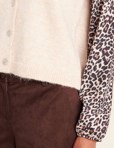 Pull col rond beige femme