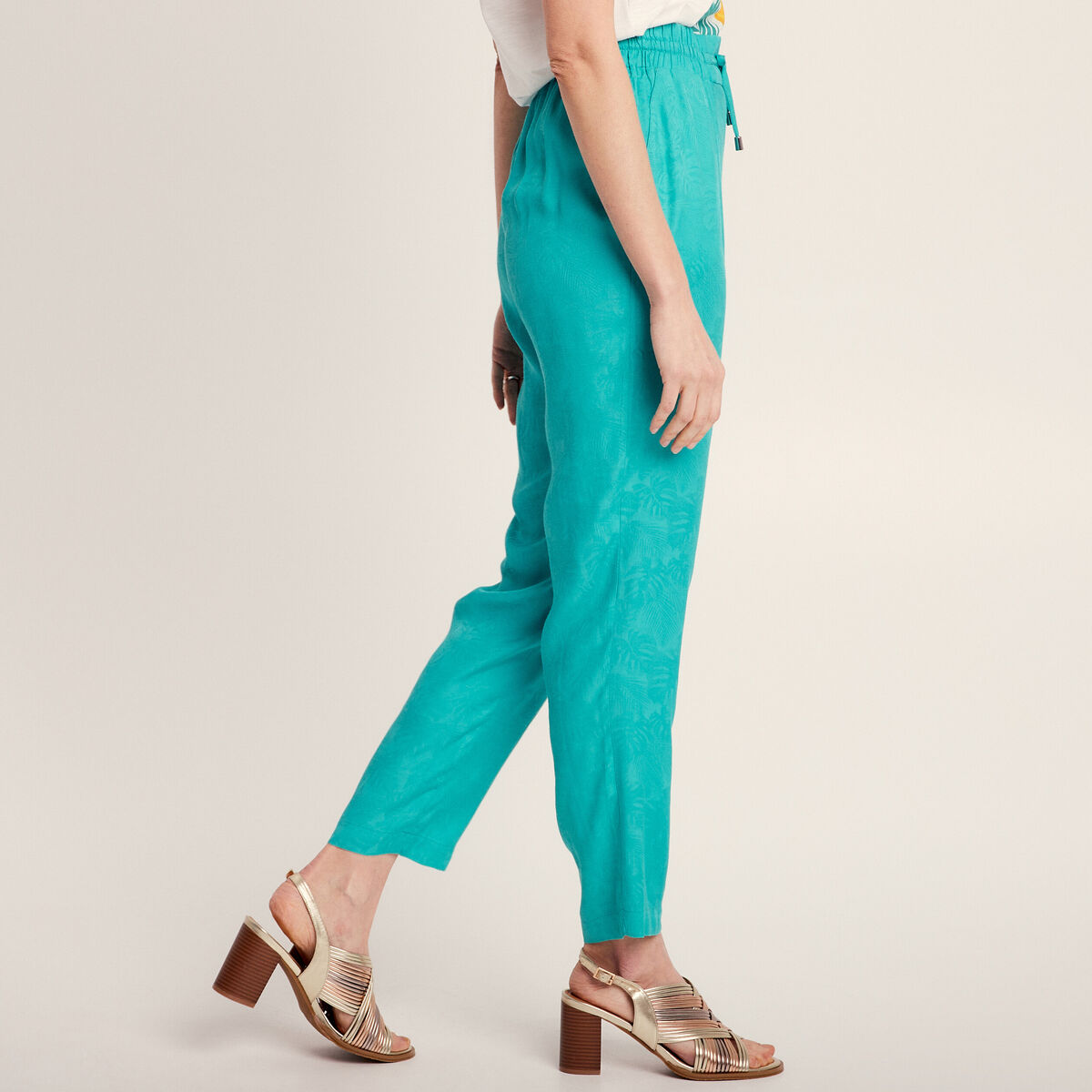 Pantalon flou fluide vert femme