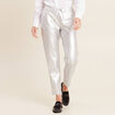 Pantalon jogging métallisé gris argent femme