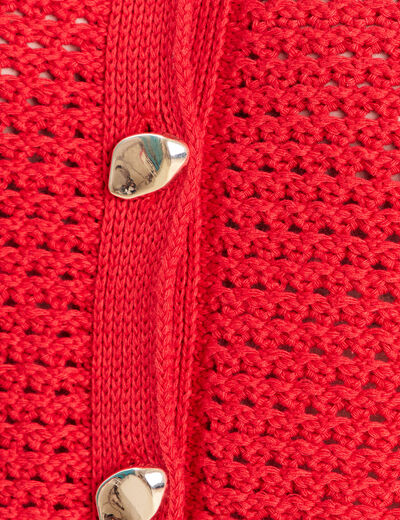 Gilet manches courtes col rond rouge femme