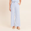 Pantalon large taille haute bleu femme