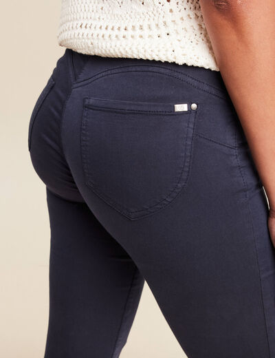 Pantalon léger taille standard 7/8ème bleu marine femme