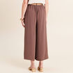 Pantalon jupe-culotte large marron femme