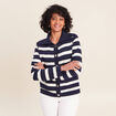 Veste r&eacute;versible en maille bleu femme