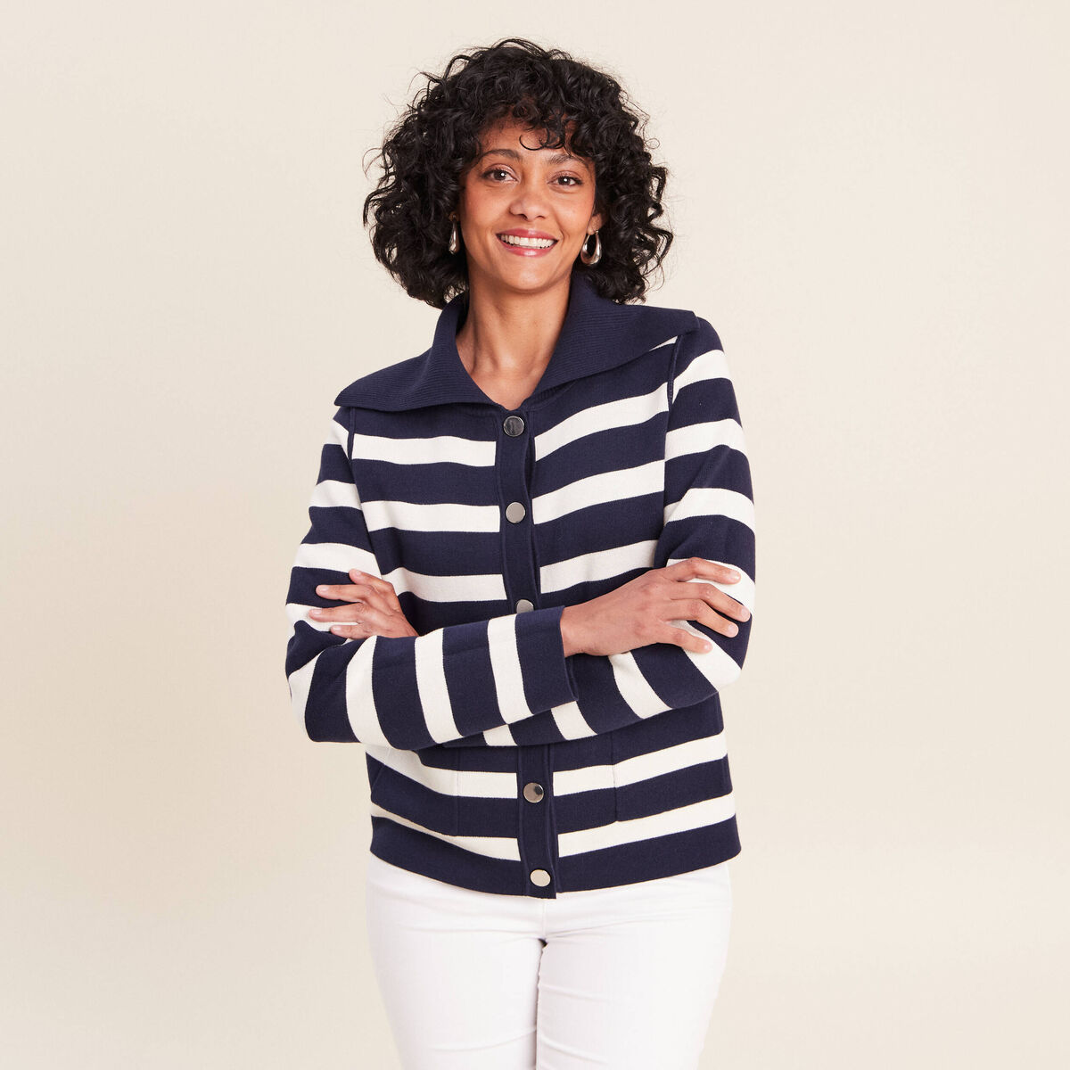 Veste r&eacute;versible en maille bleu femme