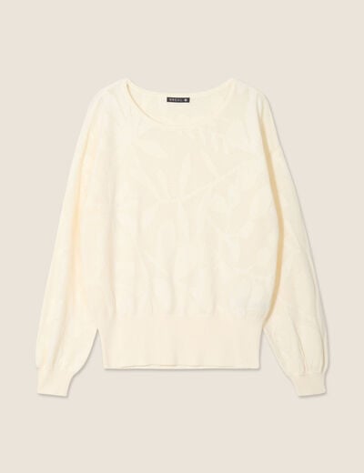Pull manches longues ajouré ecru femme