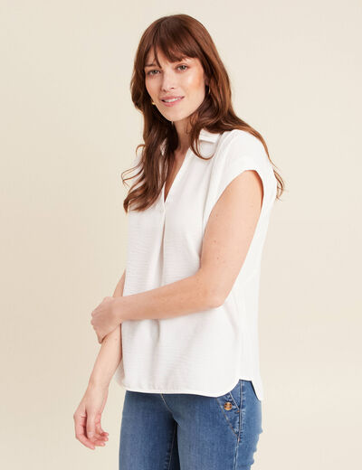Blouse manches courtes ecru femme
