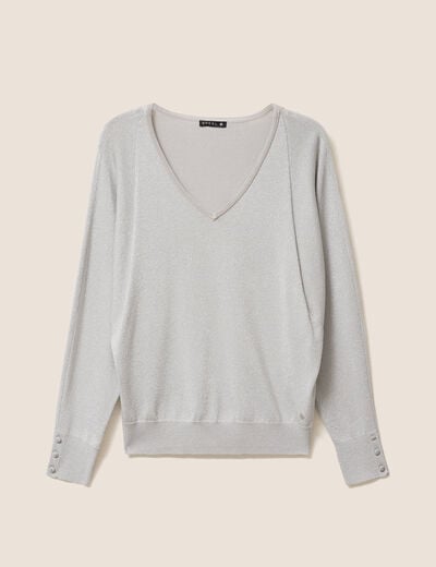 Pull manches longues gris argent femme