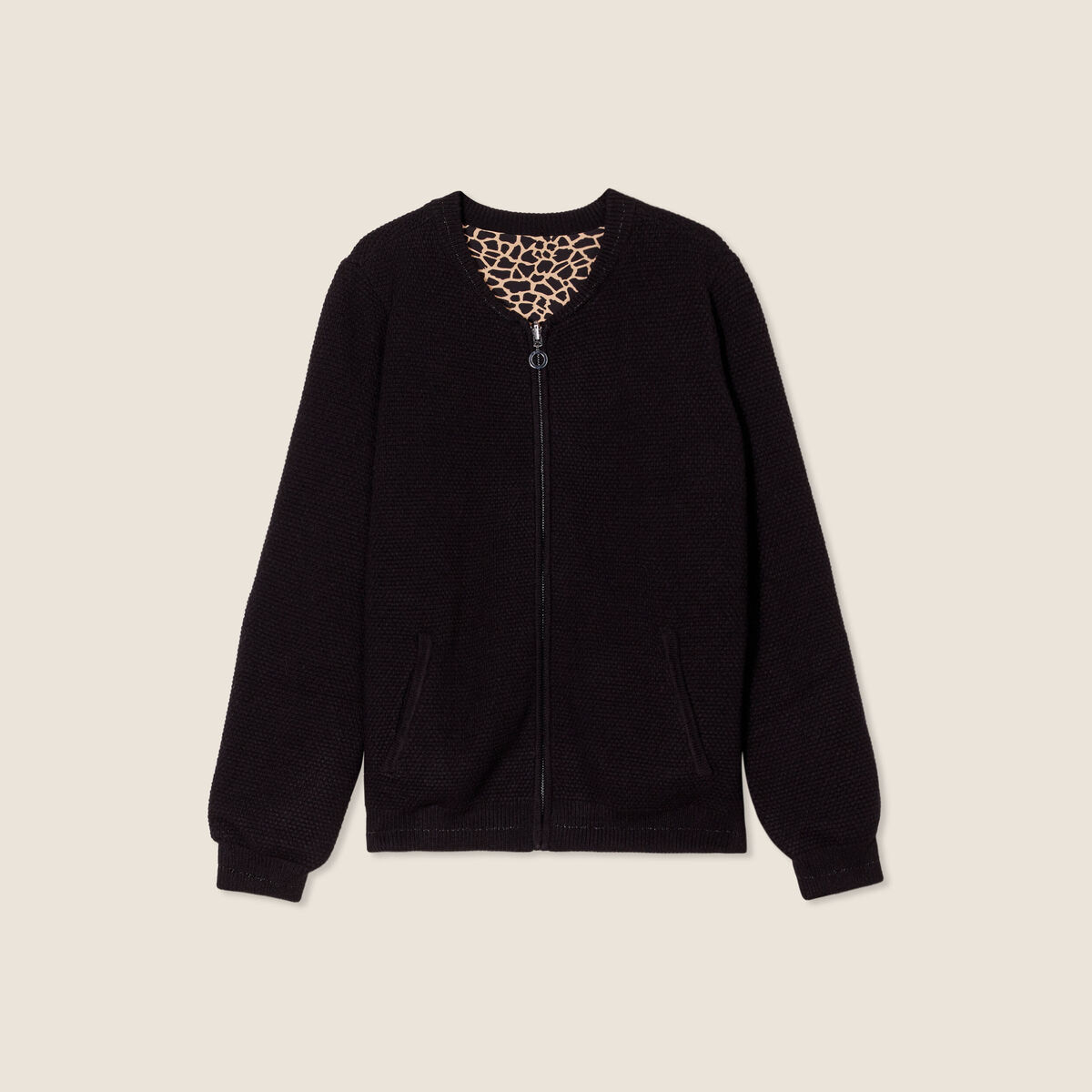 Gilet réversible manches longues noir femme