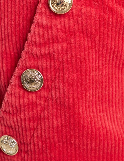 Pantalon large velours c&ocirc;tel&eacute; rouge femme