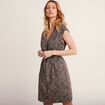 Robe droite zippée ceinturée noir femme