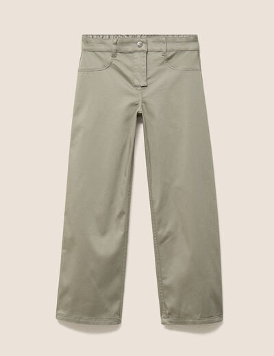 Pantalon droit 7/8&egrave;me taille bascul&eacute;e gris femme