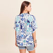 Chemise ample manches courtes fluide bleu femme